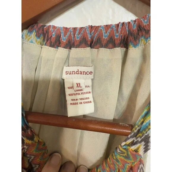 Sundance Women's Halter Chevron Silk Chiffon Midi Dress Size XL